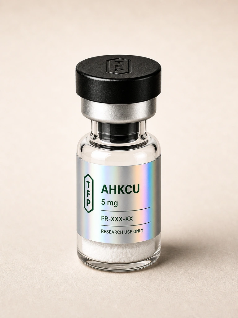 AHKCU, 5 mg en fiole 3 ml The French Peptides avec etiquette holographique argent, lot FR-XXX-XX