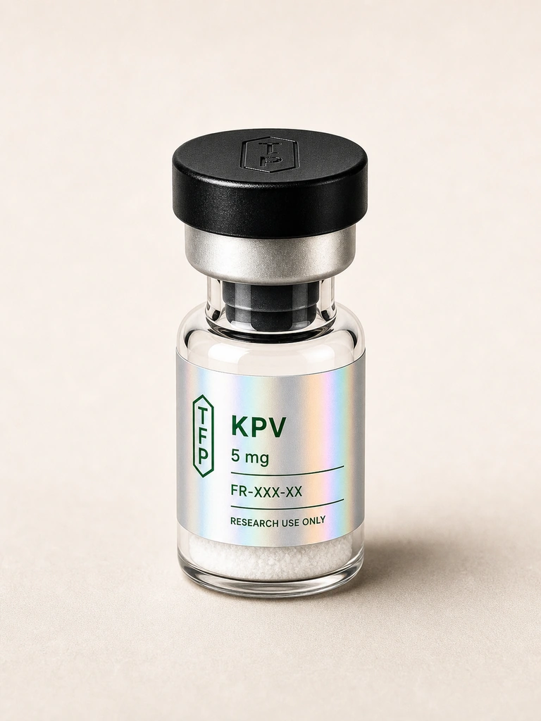 KPV, 5 mg en fiole 3 ml The French Peptides avec etiquette holographique argent, lot FR-XXX-XX